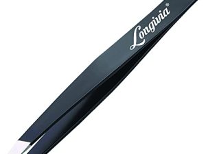 Pinza de Cejas Antideslizante Punta Inclinada Longivia® en Acero Inoxidable – Pinzas de Depilar Profesionales para Depilacion de Precision Muyer y Hombre – Depiladora Facial – Tweezer