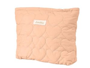 Fycyko Bolsa de maquillaje compatible con bolsa de maquillaje con estampado de sonrisas, bolsa de aseo de pana, organizador de viaje para mujeres y niñas 2, Corazón naranja, Bolsa de cosméticos