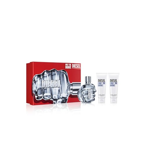 Diesel Only The Brave, Set de Regalo para Hombre, Eau de Toilette 125 ml + 2 Gel de Ducha Refrescantes 75 ml, Esencia Amaderada, Limón Fresco, Ámbar y Acorde de Cuero, Larga Duración