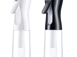 AOOWU Botella de spray para el cabello, 2 botellas de spray vacías de agua continua, botella de spray de peluquería, botella multifuncional de pulverización fina para plantas, mascotas, limpieza del