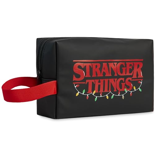 Stranger Things Neceser Mujer, Hombre - Bolsa de Aseo de Viaje, Bolsa Colgante para Vacaciones - Regalos Adultos, Navidad (Negro/Rojo)