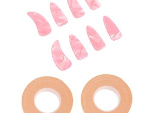 Yardwe Cubreuñas Para Práctica De Guzheng De Color Perla, Tamaño Grande, 8 Unidades 2 Cintas Adhesivas, Protección Para Dedos y Uñas, Suministros Para Aprendizaje y Uso Musical
