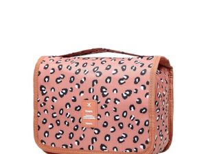 Sechunk Bolsas de aseo de viaje impermeables para colgar bolsa de cosméticos multifunción bolsa de maquillaje para mujeres (pinkLeopard)