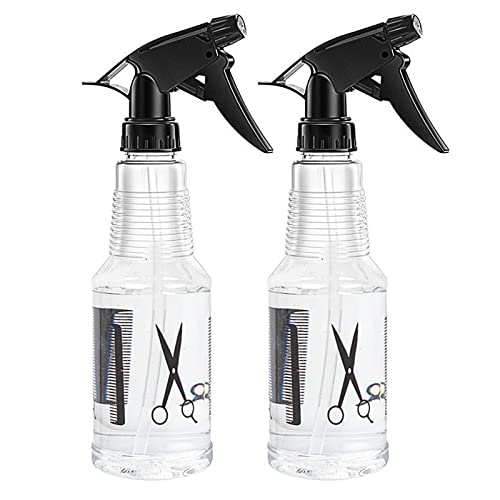 Botellas de spray para cabello de 500 ml, botella de spray de agua para limpieza del cabello, peluquería, recargable, transparente, vacía, paquete de 2