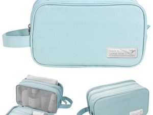 Neceser para Viaje Hombres y Mujer,Neceser de Afeitado Gran Capacidad con Tres Compartimentos Organizador de Cosméticos – Azul