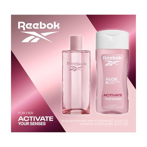Reebok Activate Your Senses Estuche Regalo Perfumes de Mujer Pack de 2 Piezas Eau de Toilette 100ml y Shower Gel 250ml Set Fragancia Floral