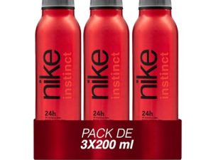NIKE – Instinct Woman Pack 3 x 200 ml, Desodorante Mujer, Formato Spray, Perfume Formato Líquido, Eau de Toilette Natural y Femenina, Aroma Amaderado Oriental, Fragancia Fresca y de Larga Duración