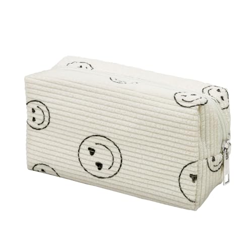 GlasFlength Neceser Mujer, Neceser de Viaje Portátil Bolsa de Aseo Mujer Multifunctional Bolsa de Maquillaje Bolsa de Cosméticos de Pana con Cremallera Organizadora de Maquillaje (Beige)
