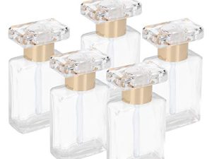 Botella de Perfume, Botella de Aceite Esencial Vacía Portátil Transparente de Vidrio de 17 Ml para Subpaquete Líquido(Oro)