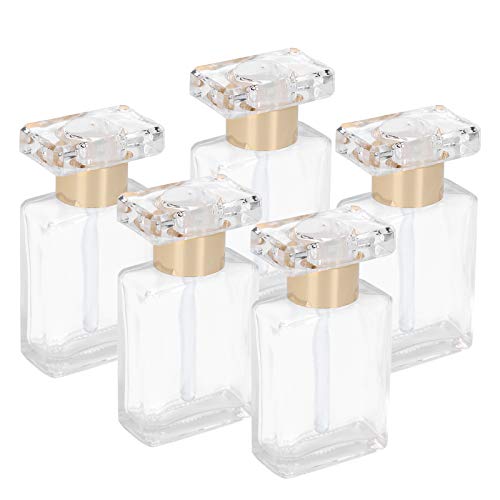 Botella de Perfume, Botella de Aceite Esencial Vacía Portátil Transparente de Vidrio de 17 Ml para Subpaquete Líquido(Oro)