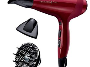 Remington Secador de Pelo Profesional Silk, Rejilla de Cerámica Sedosa, Iónico, Cabello Sin Encrespamiento, 2400 W, Motor AC, Difusor y Concentrador, 6 Temperaturas, 2 Velocidades, AC9096