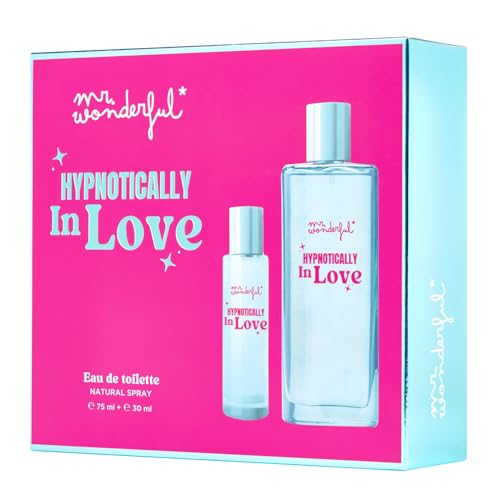 MR WONDERFUL - Hypnotically in Love 75 ml + 30 ml, Estuche de Regalo Mujer, Perfume Formato Spray, Eau de Toilette Natural y Femenina, Aroma Floral Afrutado, Fragancia Fresca y de Larga Duración
