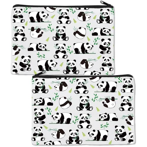 CREATCABIN Neceser de Maquillaje Panda Neceser de Viaje con Cremallera Estuche Multiusos Estilo Boho Organizador de Artículos de Aseo Bolsa de Almacenamiento para Mujeres Hermanas Amigas Mamás 25x18cm
