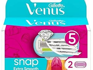 Gillette Venus Extra Smooth Snap, Recambio Para Maquinilla De Mujer, Pack De 2 Recambios, 5 Hojas Para Una Depilación Súper Apurada