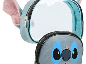 Disney Neceser Mujer Cosméticos Estuche Neceser Maquillaje Makeup Bag Bolsa de Aseo Mujer Viaje Accesorios Mickey Lilo y Stitch Regalos Niña Chica Adolescente Mujer (Azul- 2 Piezas)