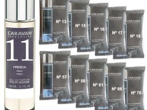 CARAVAN FRAGANCIAS Perfume de Hombre Nº11 de 150 ml + Set de 10 Viales de Fragancias Masculinas distintas de Caravan para descrubir nuevos aromas