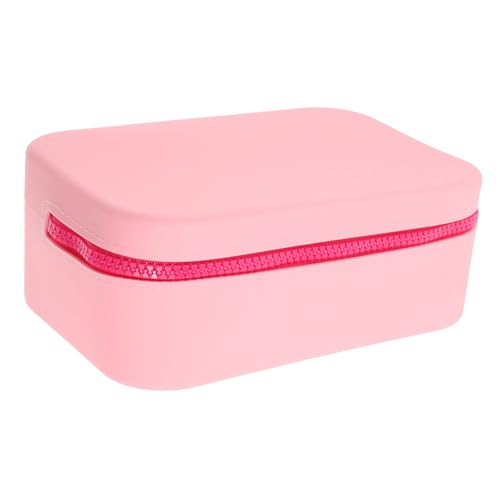 OATIPHO Estuche Neceser Silicona, Grande 20x12x8 Cm, Portátil para Mujer, Organizador De Maquillaje y Aseo Personal, Bolsa De Viaje Rosa Sin Cuerda