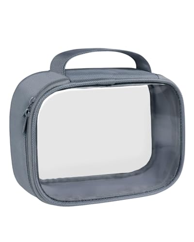 Moyad Neceser transparente aprobado por la TSA, tamaño de cuarto de galón, bolsa de líquidos para viajes, organizador transparente de maquillaje y cosméticos para mujeres y hombres, Gris, 1 Pack