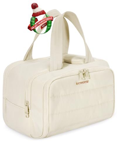 BAGSMART Neceser de viaje, bolsa de viaje ligera, grande y ancha abierta para mujer, organizador de bolsas de maquillaje hinchadas para cosméticos con asa para accesorios, artículos de tocador