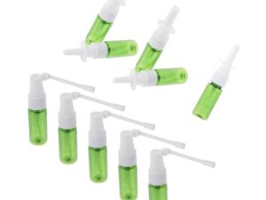 POPETPOP 10 piezas Botellas Spray Recargables Pulverizador Nasal Plástico Verde Diseño Anti-fugas para Cosméticos Viaje Hogar Oficina