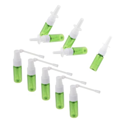 POPETPOP 10 piezas Botellas Spray Recargables Pulverizador Nasal Plástico Verde Diseño Anti-fugas para Cosméticos Viaje Hogar Oficina