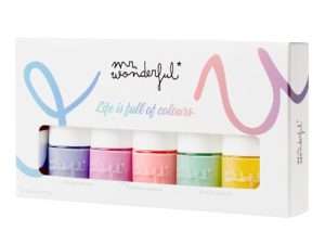 MR WONDERFUL – Estuche Laca de Uñas 5 x 8 ml, Cobertura Perfecta, Efecto Brillante y de Larga Duración, Fácil de Aplicar, Secado Rápido, Fórmula Vegana