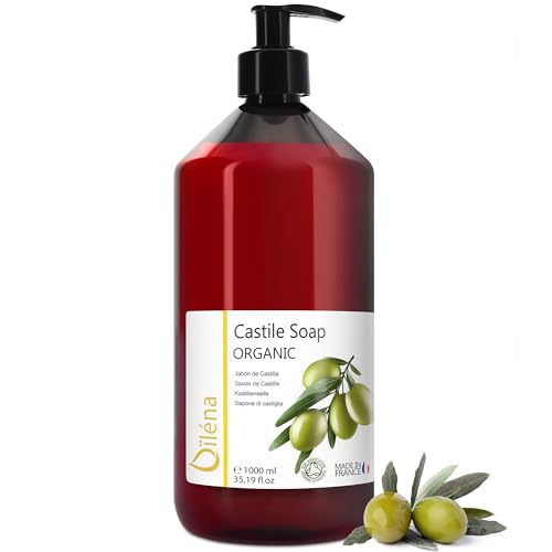Oïléna AUTÉNTICO JABÓN DE CASTILLA ECOLÓGICO Aceite de Oliva Limpiador Manos Corporal Pelo Gel limpiador Facial Cocina Ropa Jabón Coche 1000 ml Jabon Castilla Líquido