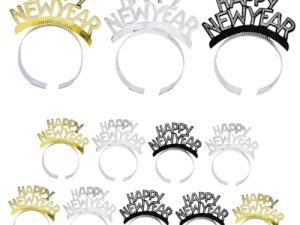 VICASKY 12piezas Diademas de Año Broche de Papel Accesorios Cabello para Fiestas de Año Decoración para Fotomatón y Recuerdos de Fiesta