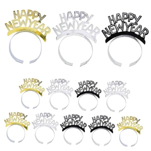 VICASKY 12piezas Diademas de Año Broche de Papel Accesorios Cabello para Fiestas de Año Decoración para Fotomatón y Recuerdos de Fiesta