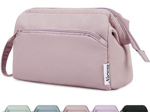 Narwey Neceser Maquillaje Viaje Bolsa de Maquillaje Grande Bolsa de Aseo Organizador de Cosmético para Mujeres Niñas (Rosa)