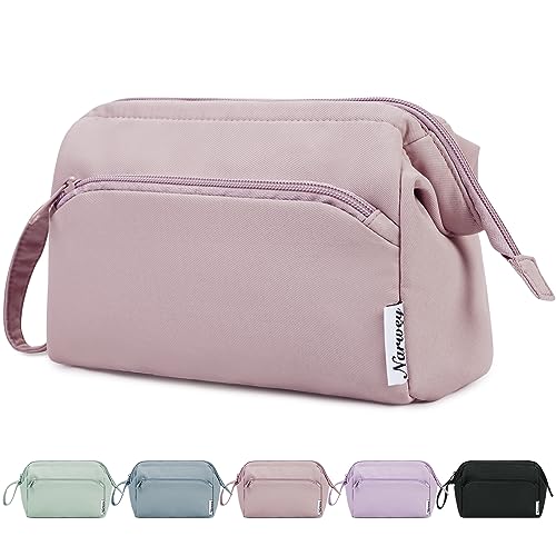 Narwey Neceser Maquillaje Viaje Bolsa de Maquillaje Grande Bolsa de Aseo Organizador de Cosmético para Mujeres Niñas (Rosa)