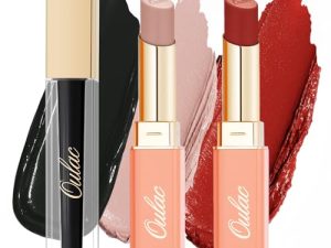 Set de pintalabios Oulac, 3 unidades con acabado mate y satinado en rojo y negro – Lápiz labial líquido mate, bálsamo cremoso de cuidado – Alta pigmentación, larga duración, vegano (SG01+SG07+M23)