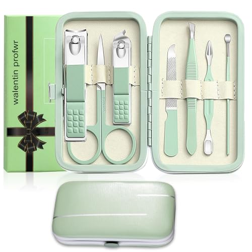 Juego de manicura Kit Conjuntos de Manicura y pedicura Traje de manicura Conjunto de pinzas de uñas cuidado de uñas Set de manicura para hombres Mujeres(verde)