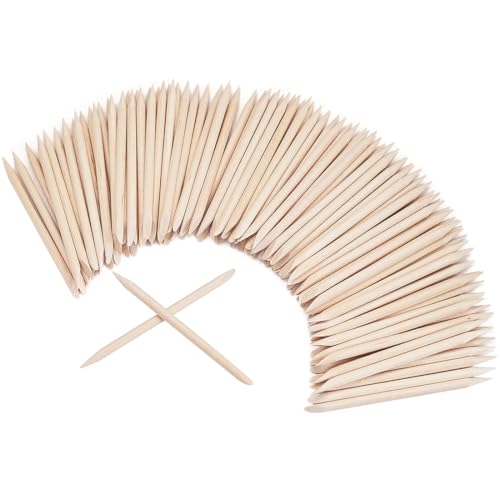Palillo de Madera del Arte del Clavo, 200 Piezas Palos de Madera Naranja Doble Cara Palillos de La Cutícula del Clavo, Palillo de Madera del Arte del Clavo, 7.5cm