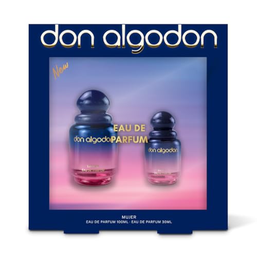 Don Algodón Set Eau de Parfum Mujer | 100 ml + 30 ml | Perfume floral gourmand con lirios del desierto, coco e iris | Fragancia intensa, femenina y elegante | Ideal para regalo