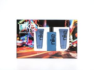 NIKE – Blue Colonia 100 ml + Gel de Baño 75 ml + After Shave 75 ml, Estuche de Regalo Hombre, Perfume Hombre, Eau de Toilette Masculina, Aroma Frutal Amaderado, Fragancia Fresca, Elegante y Duradera