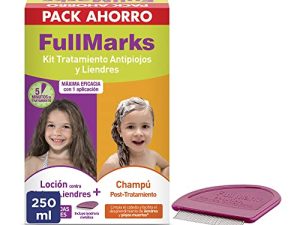 FullMarks Kit Tratamiento Antipiojos para Niños, Elimina los Piojos, Contiene Loción 100 ml, Champú Post-Tratamiento 150 ml y Lendrera Metálica