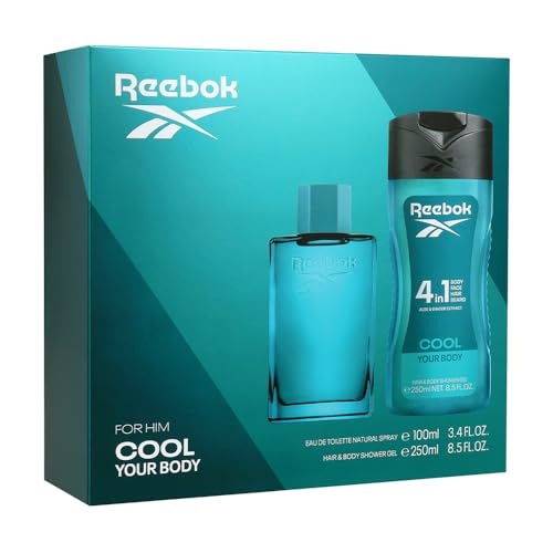 Reebok Cool Your Body Estuche Regalo Perfumes Hombre Pack de 2 Piezas Eau de Toilette 100ml y Shower Gel 250ml Set Fragancia Amaderada