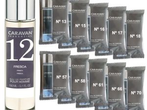 CARAVAN FRAGANCIAS Perfume de Hombre Nº12 de 150 ml + Set de 10 Viales de Fragancias Masculinas distintas de Caravan para descrubir nuevos aromas