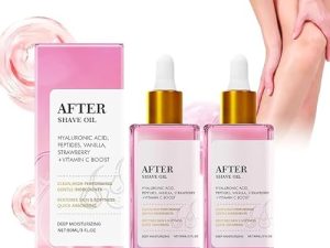 2PCS Aceite After Shave de Fresa y Vainilla para Mujeres – Tratamiento Post Afeitado con Hyaluronic Acid(40ML), Added A Variety Of Natural Plant Oils y Extractos Naturales, Aroma Delicado