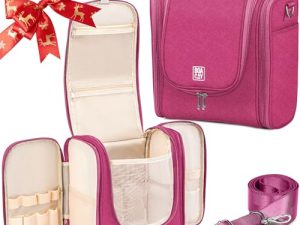 BOACAY Neceser Grande para Mujer y Hombre, Bolsa de Aseo Colgante, Bolso Baño y Viaje, Organizador de Maquillaje, Kit para Cosméticos, Accesorios (X-Large) Cerise Pink