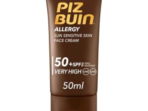 PIZ BUIN Crema Facial SPF 50 de Protección Alta (50 ml), protector solar facial hidratante con filtros UVA/UVB, crema solar con triple resistencia, para todo tipo de piel
