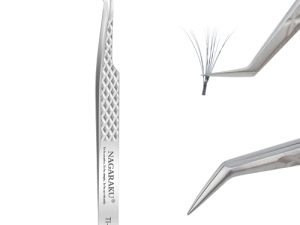 NAGARAKU Pinzas Volumen Pestañas Punto Precisión Sin Brecha Pinzas de Fan Depilar Profesional Mango Antideslizante De Aleación De Titanio Ultraligeras Y Duraderas Para Crear Lash Voluminosas (TI-01)