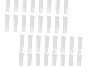FIXOSHEE 60 piezas Tubos de Brillo Labial Vacíos de Envases Recargables para Bálsamo Labial Resistentes y Prueba de Fugas para Mujeres y Niñas Color Blanco Reutilizables y Portátiles