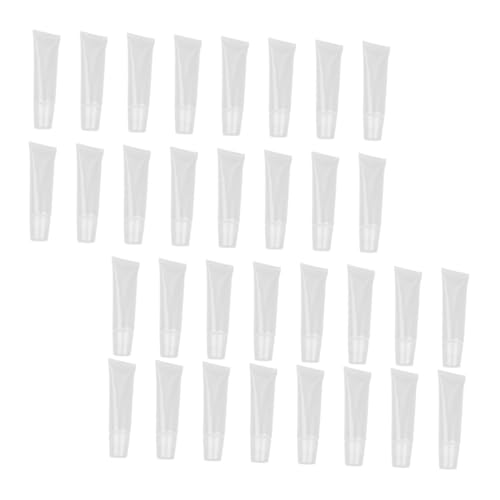 FIXOSHEE 60 piezas Tubos de Brillo Labial Vacíos de Envases Recargables para Bálsamo Labial Resistentes y Prueba de Fugas para Mujeres y Niñas Color Blanco Reutilizables y Portátiles