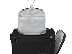 Gloppie Bolsa de Aseo Neceser de Viaje Impermeable Organizador de Maquillaje Kit Dopp para Hombre Mujer Cosméticos Bag Gran Capacidad con Gancho Colgante,Negro