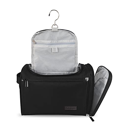 Gloppie Bolsa de Aseo Neceser de Viaje Impermeable Organizador de Maquillaje Kit Dopp para Hombre Mujer Cosméticos Bag Gran Capacidad con Gancho Colgante,Negro