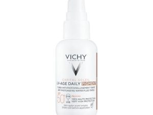 Vichy Fotoprotector UV-Age de Uso Diario, Previene el Envejecimiento y la Hiperpigmentación, Fotoprotección SPF50+ Contra Rayos UVB y UVA, Captain Soleil, 40 ml