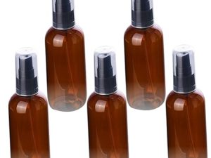 LALADEFIEE 5piezas Botella Spray Plástico Con Bomba Negra Pulverizador Fina Niebla Botella Recargable Para Cosmético y Agua Viajes Interior Exterior