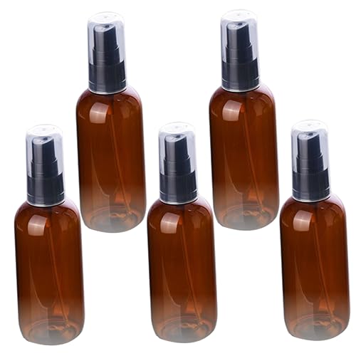 LALADEFIEE 5piezas Botella Spray Plástico Con Bomba Negra Pulverizador Fina Niebla Botella Recargable Para Cosmético y Agua Viajes Interior Exterior